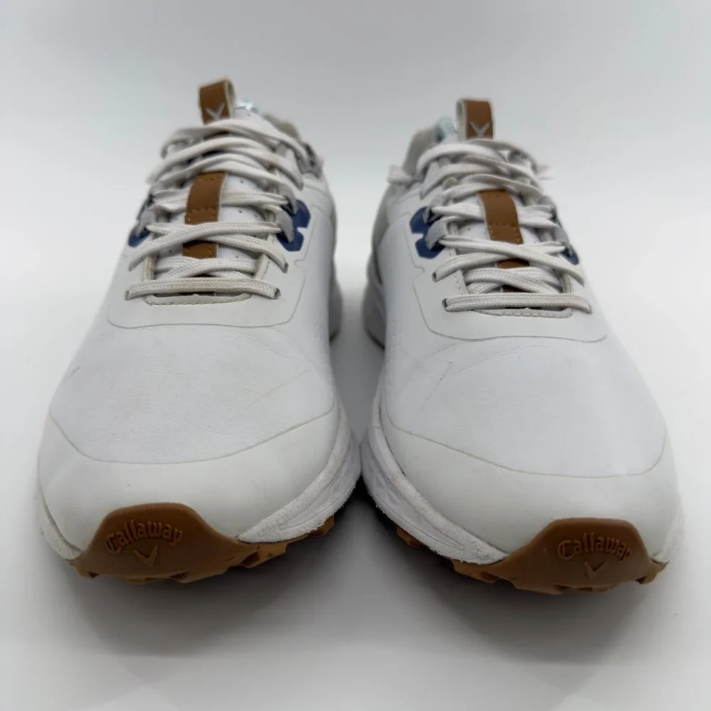 Callaway Coronado V2 SL Mens Golf Shoes White Grey Brown Spikeless 9.5 D